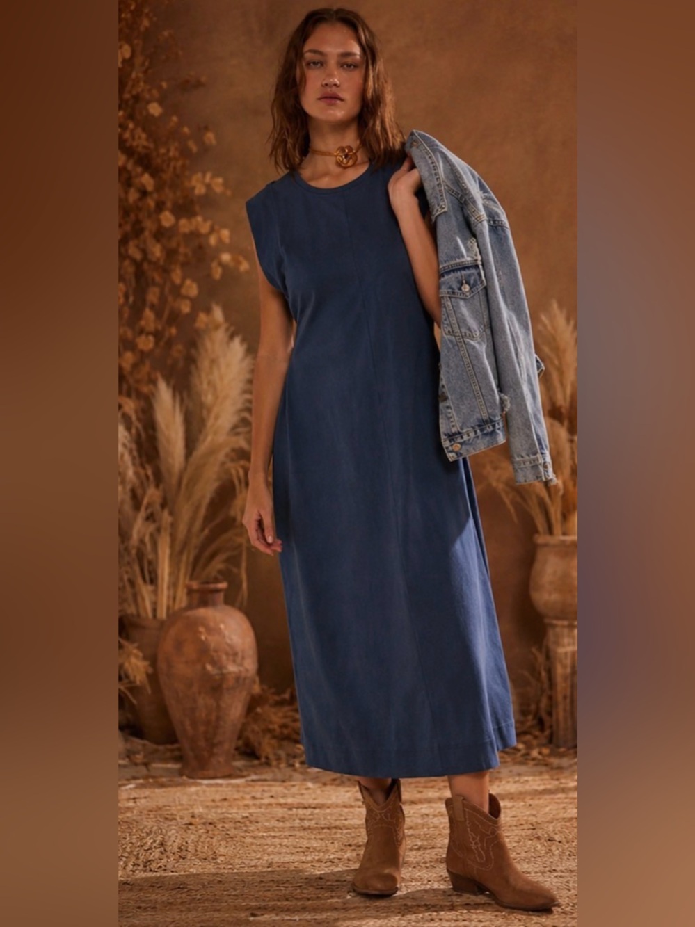 NWT Free People Beach Simone Midi In Majolica Blue